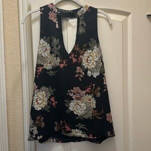 Black Floral Sleeveless Blouse